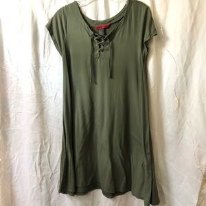 Olive green lace up t-shirt dress.